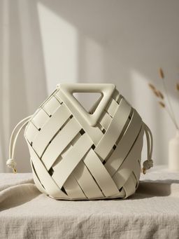 Sassora - Synthetic Leather Crossbody Bag For Women- White (Medium)