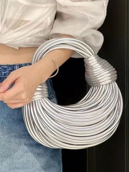 Sassora - Synthetic Leather Ribbed Design Evening Party Handbag (Small)