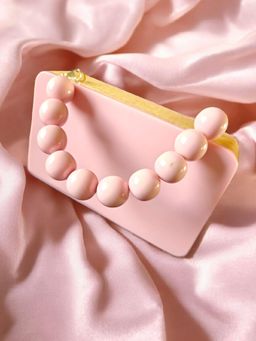Tash Bags - Colour Blocked Wooden Quirky Clutch-Pink