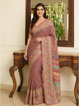 Nyri - Embellished Mirrorwork Chiffon Saree - Multi-Color