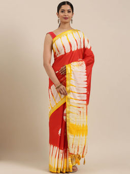 Mimosa - Women Mysore Silk Style Crepe Saree With Unstitched Blouse