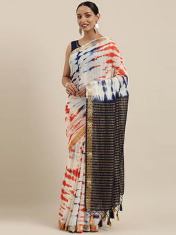 Mimosa - Women Banarasi Style Chiffon Saree With Unstitched Blouse
