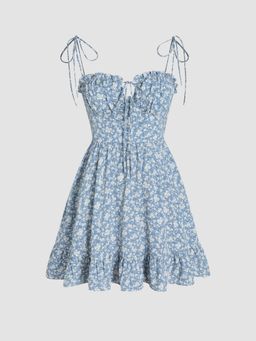 Cider - Ditsy Floral Tie Shoulder Mini Dress