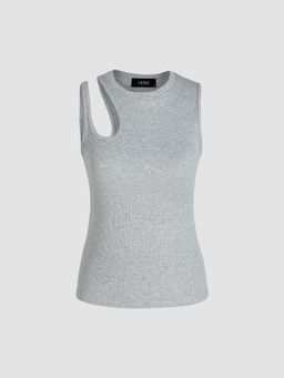 Cider - Asymmetrical Neck Knit Crop Top