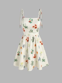 Cider - Floral Knotted Ruffle Mini Dress