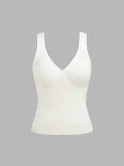 Cider - V-Neck Solid Knitted Tank Top