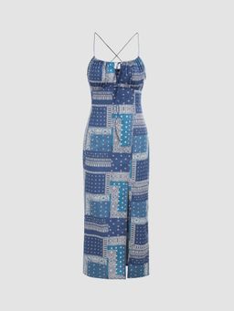 Cider - Paisley Knotted Criss Cross Maxi Dress