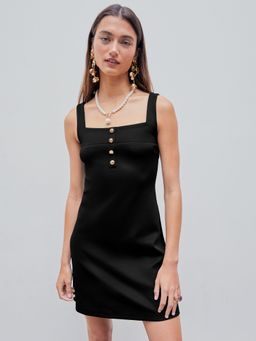 Cider - U-Neckline Solid Cami Mini Dress