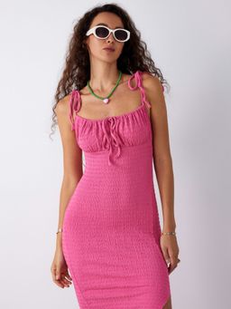 Cider - Split Knotted Texture Maxi Dress