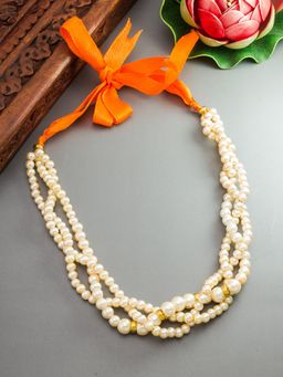 Aadita - Gold Plated Pearl Necklace for Women - Cream