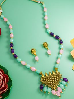 Aadita - Gold Plated Stone Beaded Set - Multi-Color