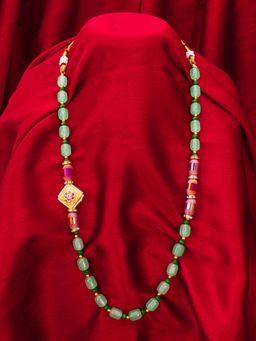 Aadita - Hand Painted Kundan Studded Necklace Green
