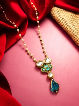 Aadita - Gold Plated Kundan Necklace Blue