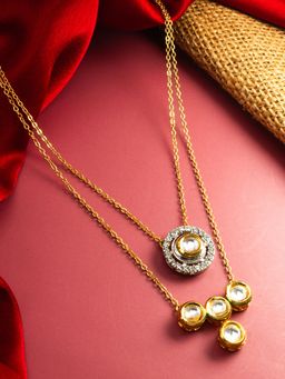 Aadita - Gold Plated Kundan Necklace White