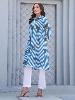 Indo Era - Women Multi-Color Collar Neck Printed Kurta with Pant
