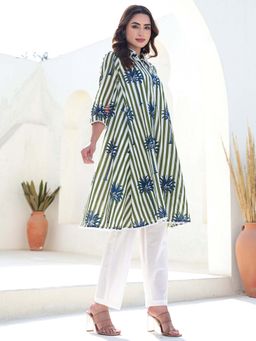 Indo Era - Women Multi-Color Collar Neck Printed Kurta with Pant