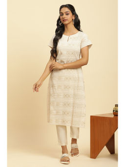 W - Beige Floral Kurta