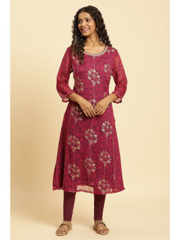 W - Purple Floral Kurta