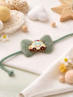 I Jewels - Police Car Design Kids Rakhi With Roli Chawal Rakshabandhan Card