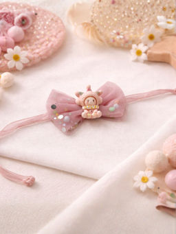 I Jewels - Cute Doll Bow Design Kids Rakhi With Roli Chawal Rakshabandhan Card