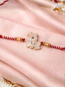 I Jewels - Unicorn Cartoon Kids Rakhi With Roli Chawal Rakshabandhan Card
