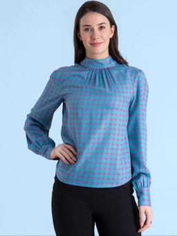 FableStreet - Multi Color High Neck Polka Print Top