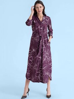 FABLE STREET - Multi Color V Neck Floral Print A Line Dress