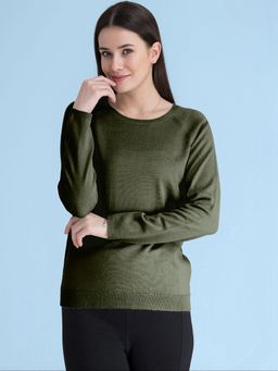 FableStreet - Olive Raglan Sleeve Knit Sweater