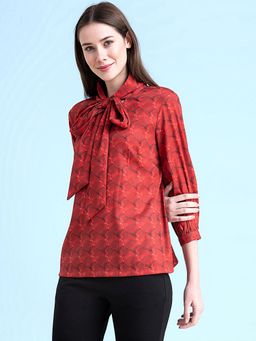 FABLE STREET - Red Tie Up Floral Top