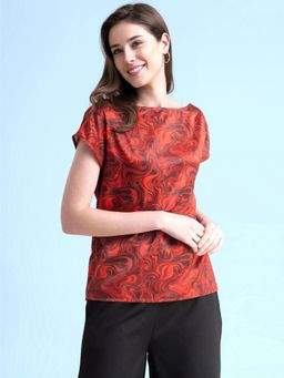 FABLE STREET - Red Marble Print Top