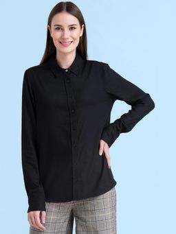 FABLE STREET - Black Rayon Relaxed Shirt