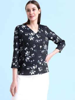 FABLE STREET - Floral Empire Line Top Black