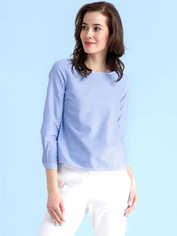 FABLE STREET - Cotton Thread Detail Top - Blue