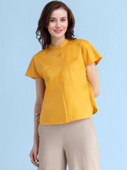 FABLE STREET - Cotton Drop Shoulder Top - Mustard