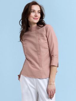 FABLE STREET - Linen Button Detail Top - Dusty Pink