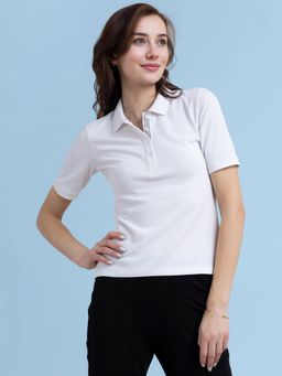 FABLE STREET - White Cotton Collared Tee