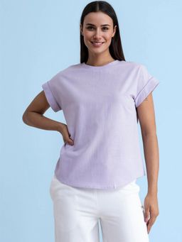 FABLE STREET - Linen Drop Shoulder Top - Lilac