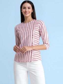 FableStreet - Linen Striped Top - Multicolour
