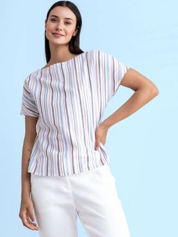 FABLE STREET - Linen Striped Top - Multicolour