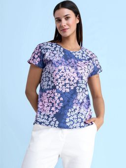 FABLE STREET - Drop Shoulder Floral Top - Purple