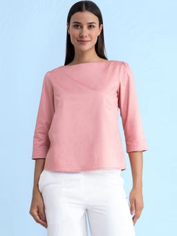 FABLE STREET - Cotton Tie Up Sleeve Top - Dusty Pink