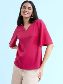 FableStreet - Bell Sleeves Top - Fuchsia