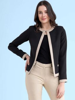 FABLE STREET - Black Open Front Solid Jacket