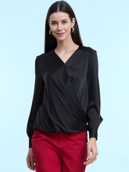 FABLE STREET - Satin Wrap Top Black