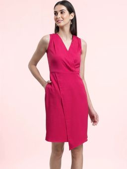 FableStreet - Overlap Panel Shift Dress Fuchsia