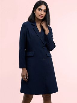 FABLE STREET - A Line Blazer Dress-Navy Blue