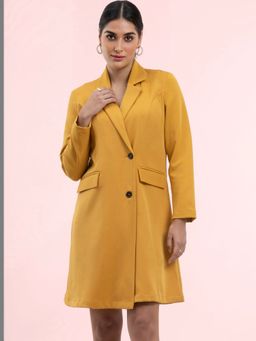 FableStreet - A Line Blazer Dress-Mustard