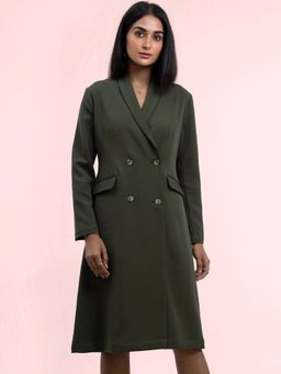 FableStreet - A Line Blazer Dress-Olive