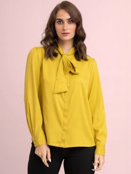 FableStreet - Tie Up Neck Top - Acid Green