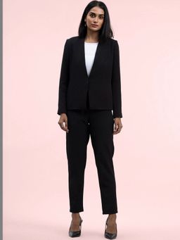 FABLE STREET - Blazer and Straight Fit Trousers Co-Ord Black (Set of 2)